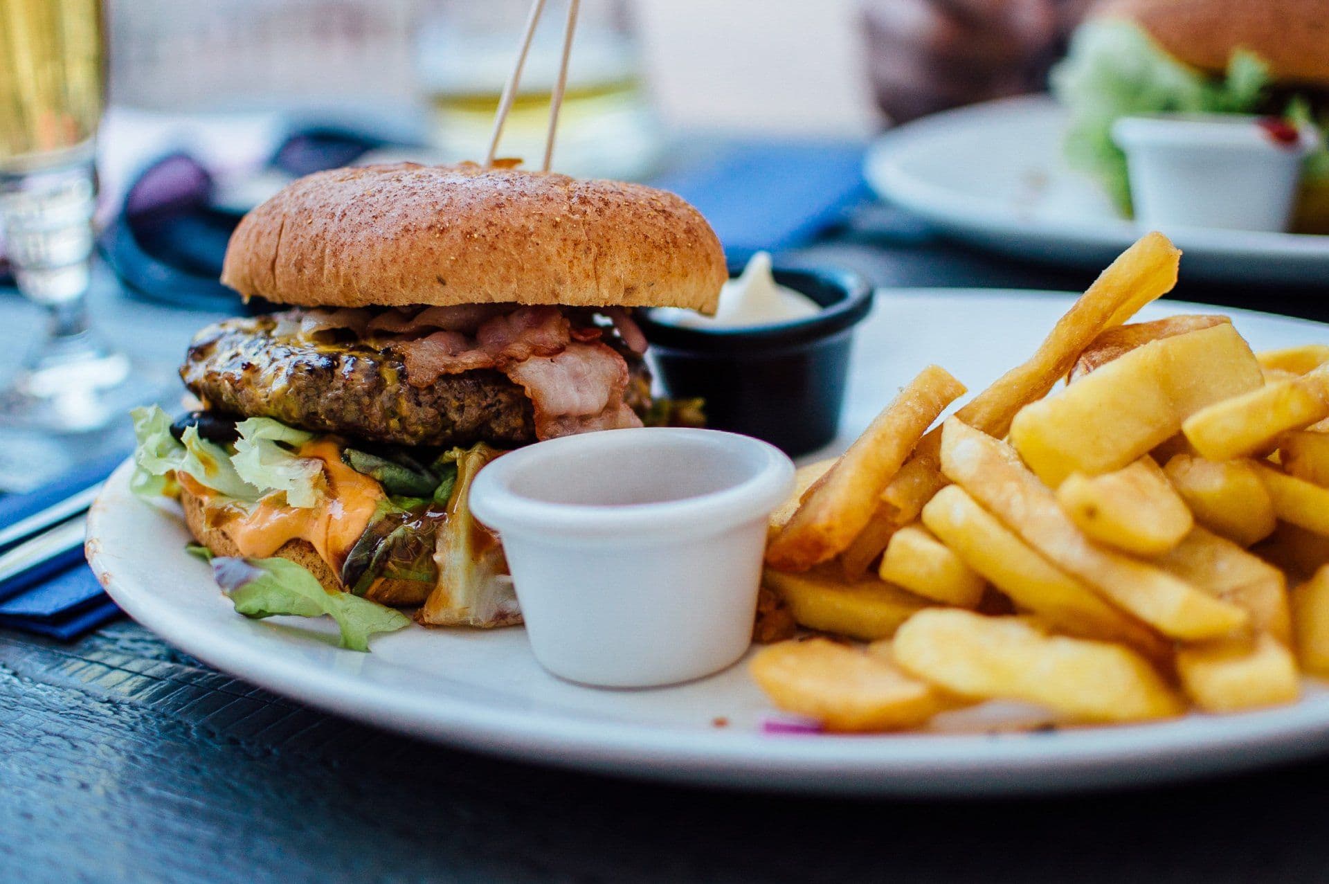 Restaurant meal served at a franchise dining location
