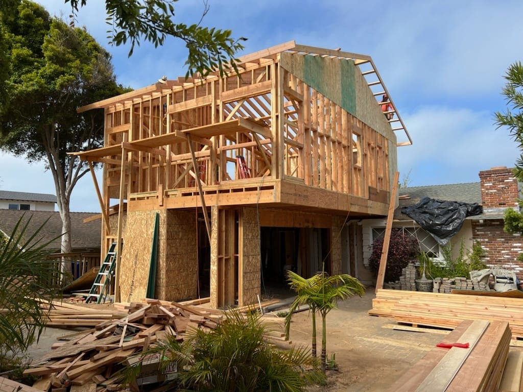 Framing in progress mid-build